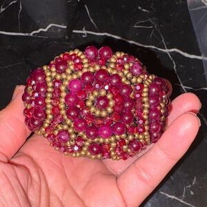 Elegant Garnet And Crystal Cuff Bracelet